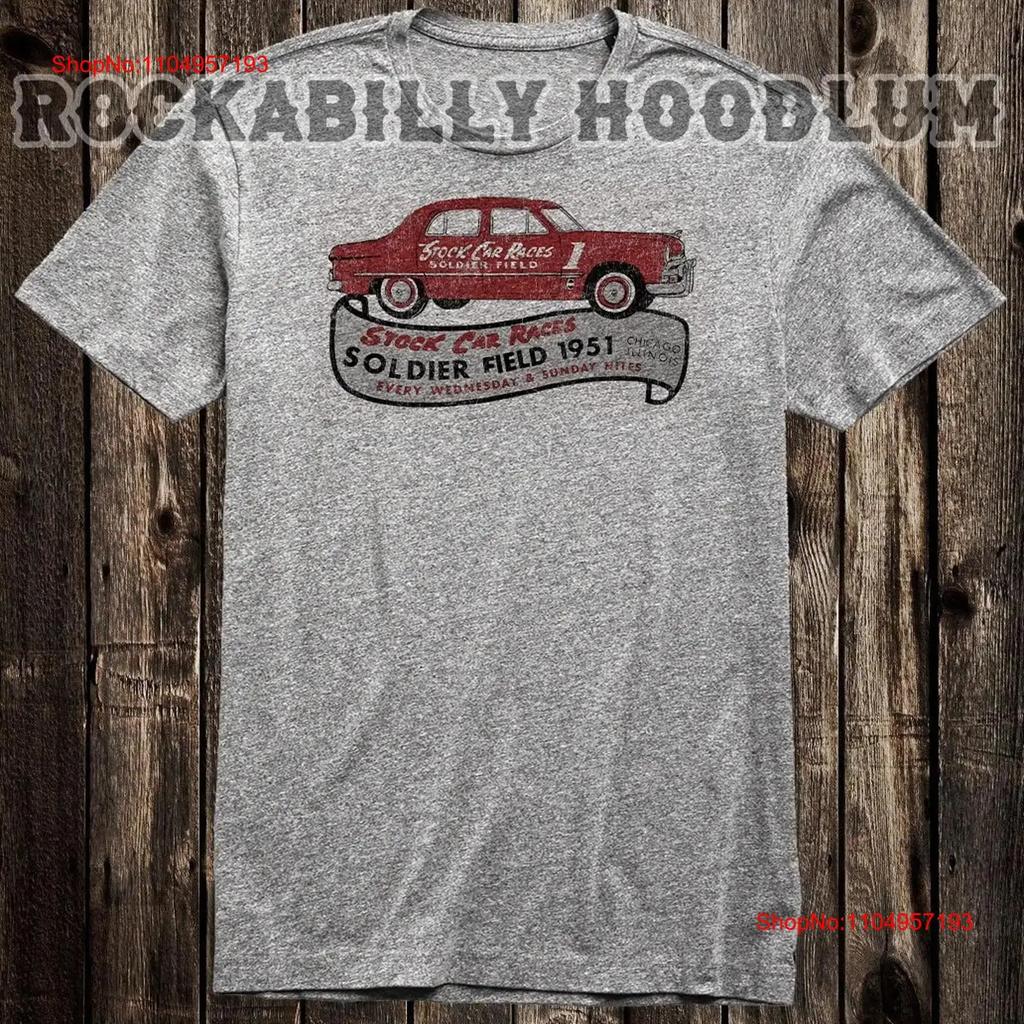 Hot Rod T Shirt Drag Racing Nostalgia Soldier Field Stock Car Race Chicago vintage Washed streetwear Stylish graphic homme