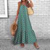 Женское бохо платье макси без рукавов на тонких бретельках, с открытой спиной, расклешенное, длинное, летнее, пляжное, летящее сарафан