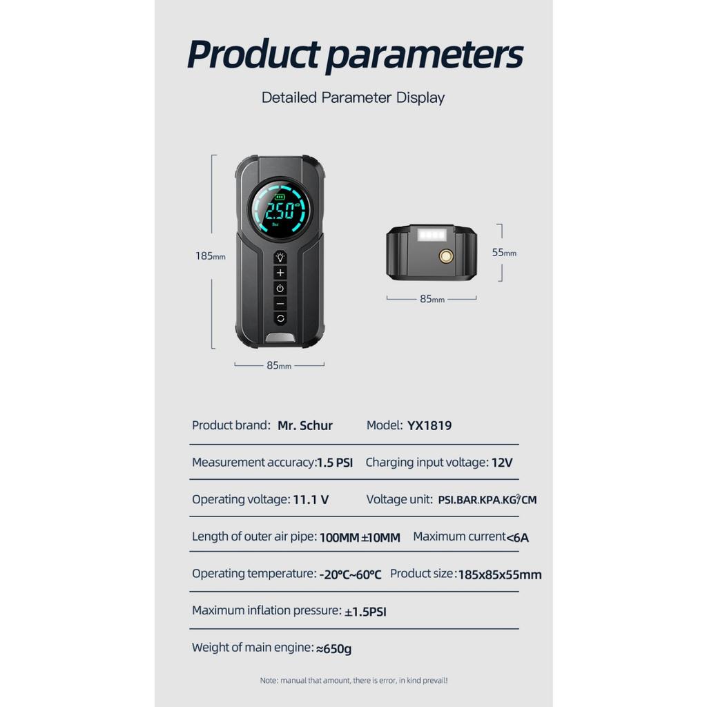 Portable Car Pump Tire Inflator Portable Inflatable Pump Bicycle Motorcycle Mini Digital Display Car Pump