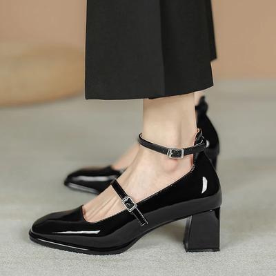 Женские туфли-лодочки Fashion Mary Patent Leather Jane Ladies Low Heel Shallow Round Toe Solid Party Shoes Zapatos Mujer Primavera Verano