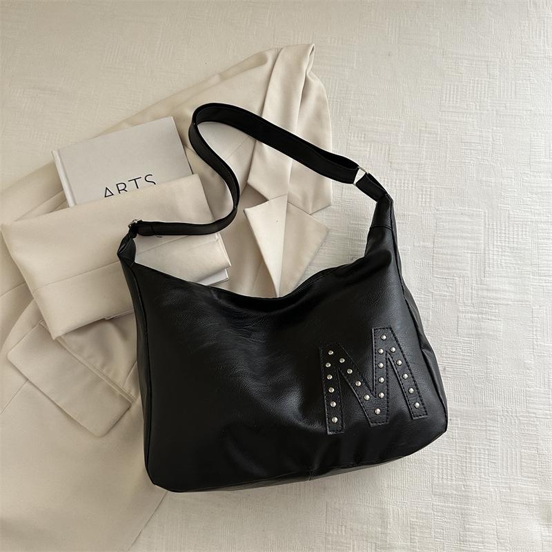 2025 large bag women's trendy Korean version versatile simple large capacity tote bag one-shoulder handbag soft material women's bag crossbody