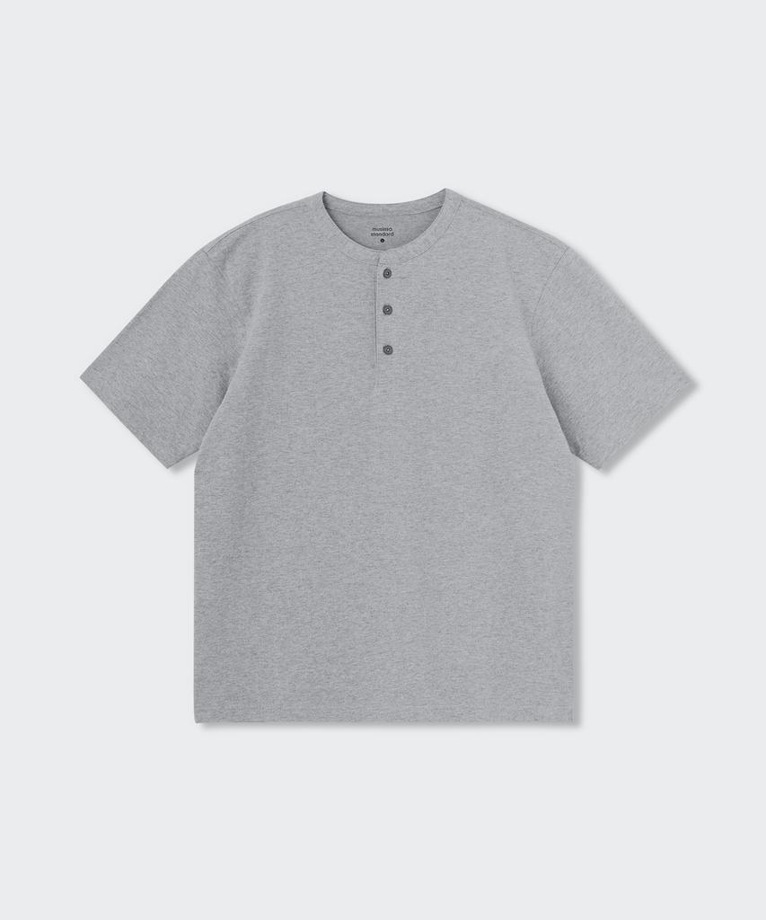 MUSINSA STANDARD Henley Neck T-Shirt [Medium Grey]