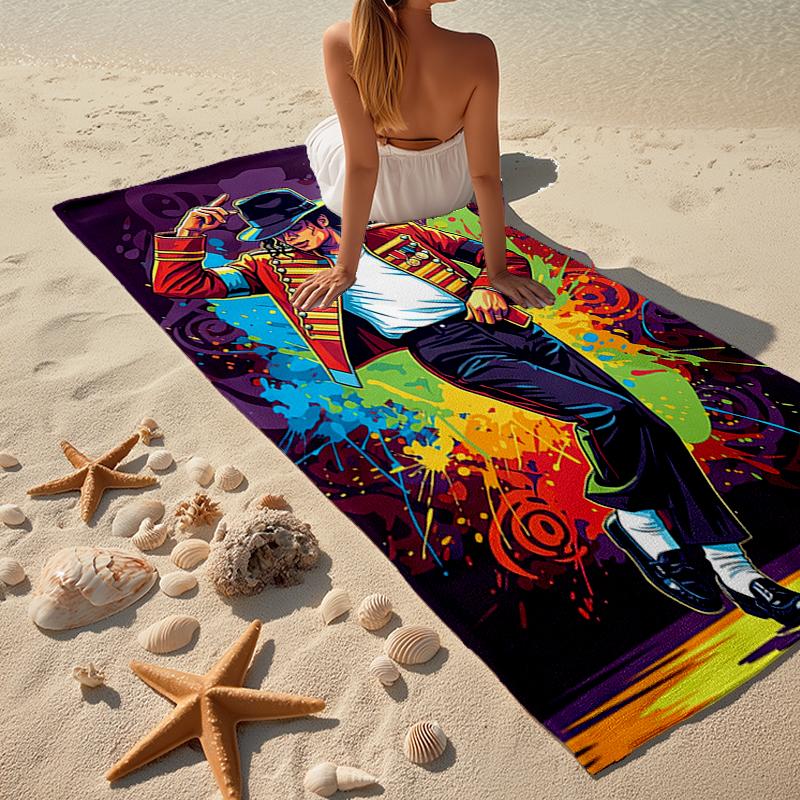 Ultra-Soft Beach Towel with Michael Jackson Theme,Ideal for Pool - Camping, Diving - Perfect Travel Essential, Vibrant Beach Towel.