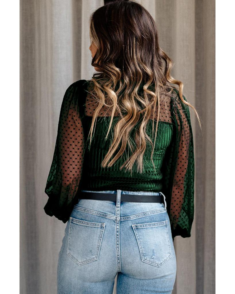 Azura Exchange Dotty Long Sleeve Ribbed Velvet Bodysuit