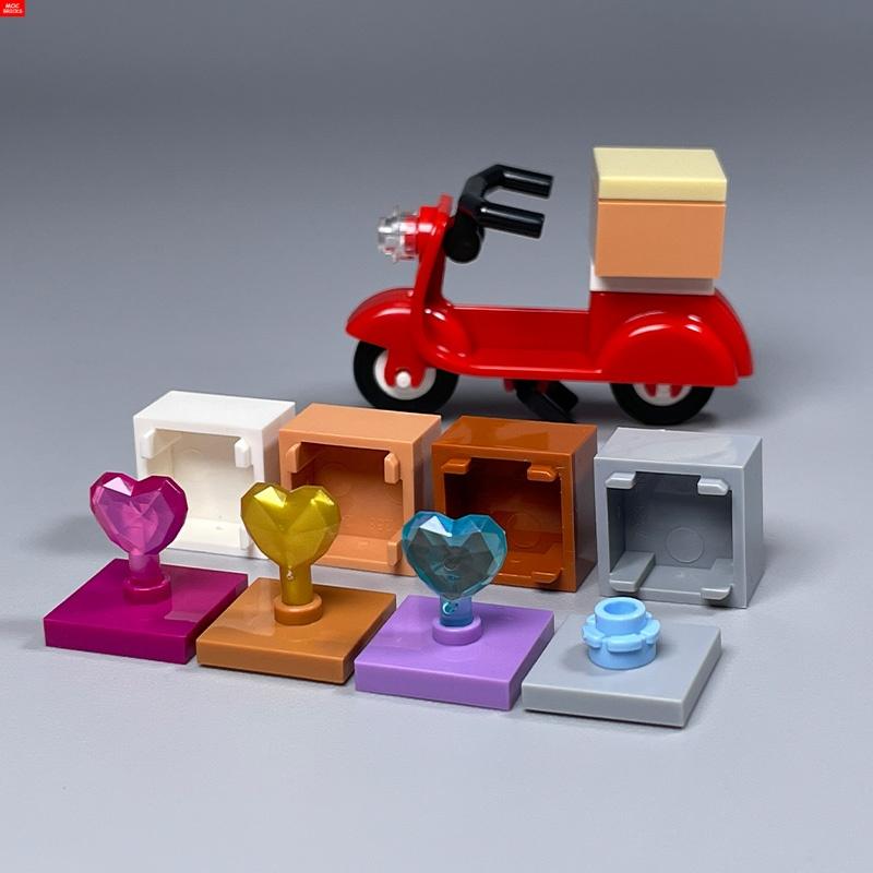 MOC Bricks Courier Delivers Presents Printed Gift Box Packages Newspaper Disc Mailbox Scooter Building Blocks Children's Toys