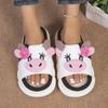 Уютные тапочки на платформе для женщин, милые домашние туфли с героями мультфильмов, легкие туфли для девочек, модные популярные элегантные домашние тапочки на плоской подошве с открытым носком