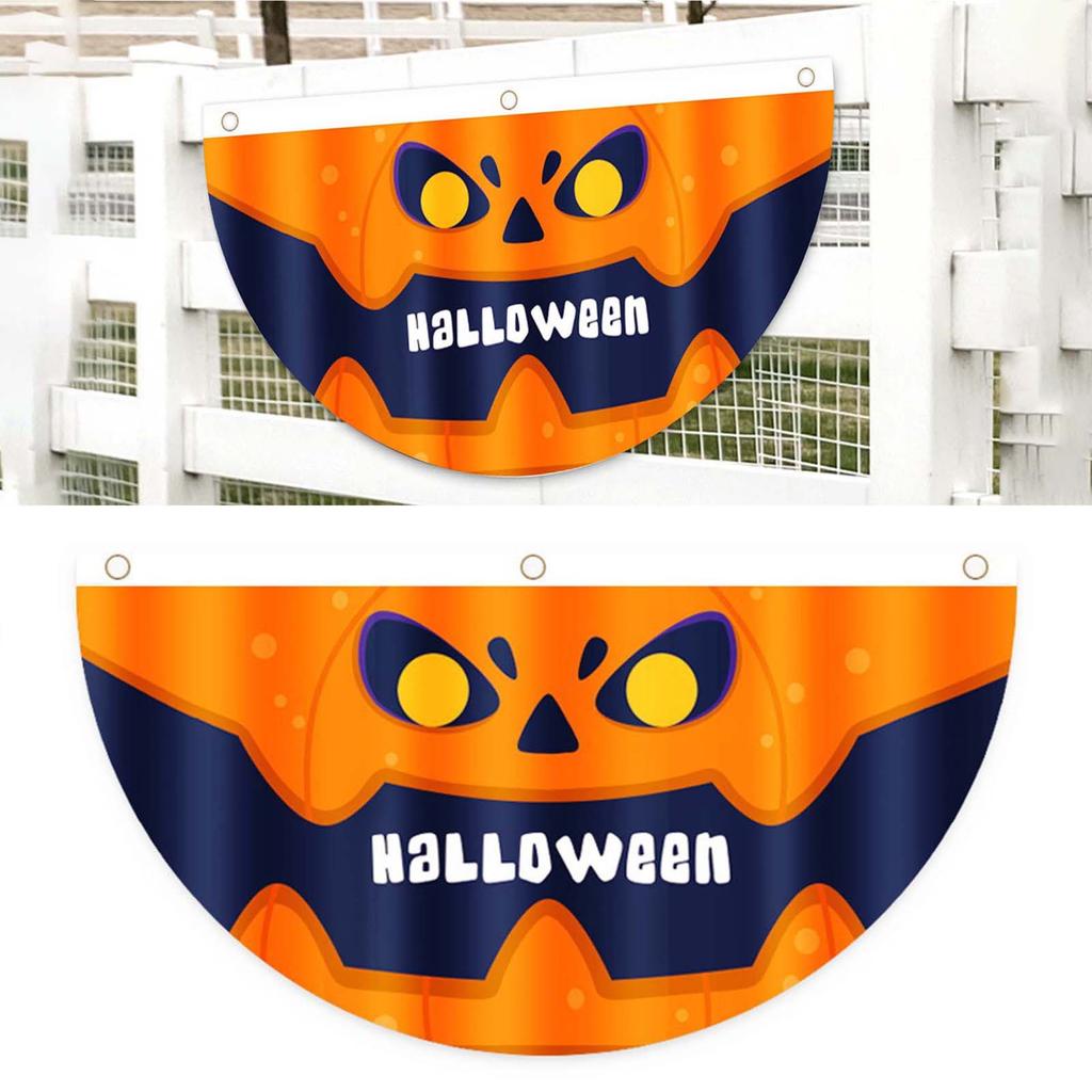45x90cm Fan Shaped Flag for Halloween Outdoor Yard Fence Decoration Props Suitable for Christmas