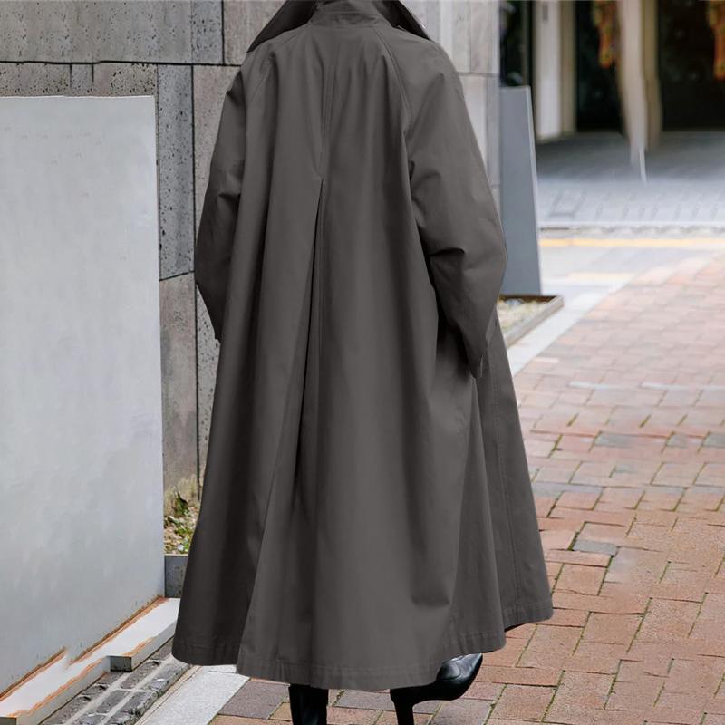 VONDA Женская мода лацкан длинный рукав однотонный пояс тренчкоты