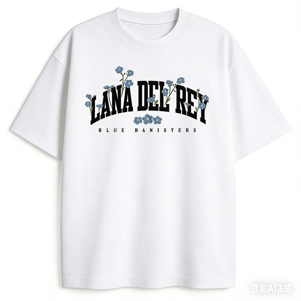 Футболка Lana Del Rey Blue Banisters Flowers Унисекс и Женская Летняя Хлопковая Одежда Повседневная Мода Круглый Вырез Короткий Рукав