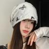 Thickened Butterfly Print Beanies Holes Plush Pullover Hat Soft Fleece Beanies  Outdoor