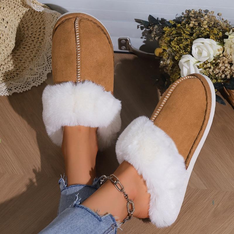 Cotton Slippers Women's Autumn and Winter Plush Home Fluff Mop Head Indoor Non-slip Home Cotton Slippers