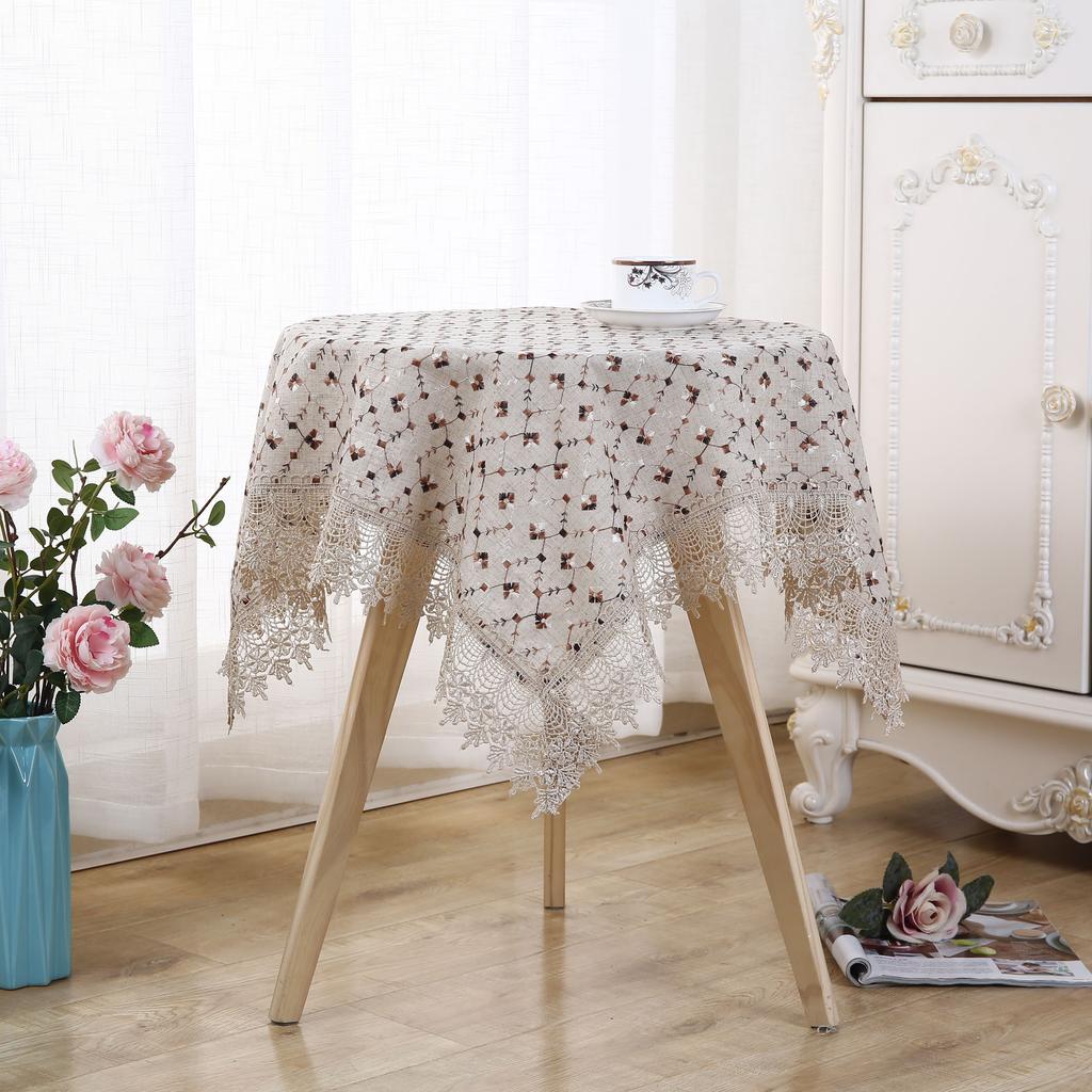 Хлопково-льняная скатерть с вышивкой в пасторальном стиле, скатерть, кружевная декоративная скатерть, журнальный столик, скатерть, скатерть