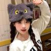 Вязаная шапка-ушанка с кошачьими ушками для зимнего тепла с милым плюшевым дизайном для женщин