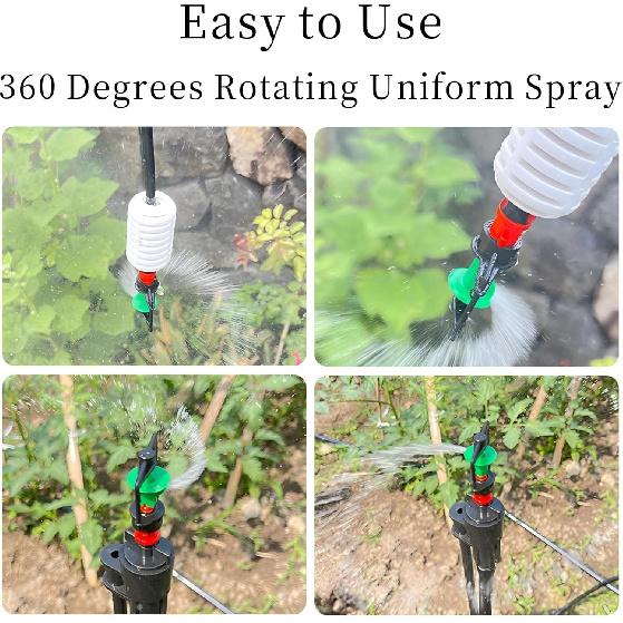 Drip Irrigation Emitters, 10pcs Adjustable 360 Degree Sprinklers with Single Barb Micro Plant Misting Nozzles Sprayer for Greenhouse Garden Patio