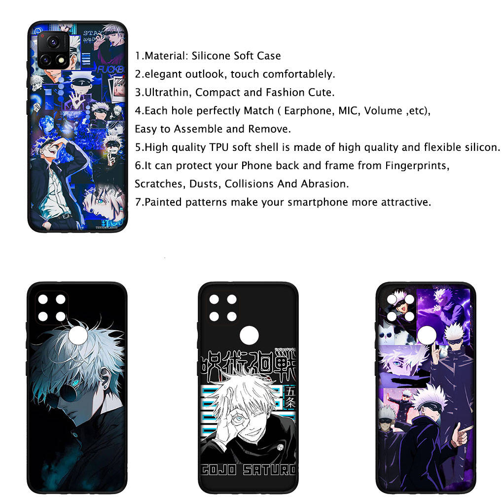 For iPhone 16 15 14 Xiaomi Redmi Note 13 12 11 Pro Max X 10 8 9 XR Samsung Galaxy S24 S23 9C OPPO Huawei Jujutsu Gojo Satoru Kaisen Cartoon Phone Case