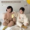 Унисекс Детский Теплый Флисовый Двухсторонний Корейский Стиль Пижама Комплект для Сна