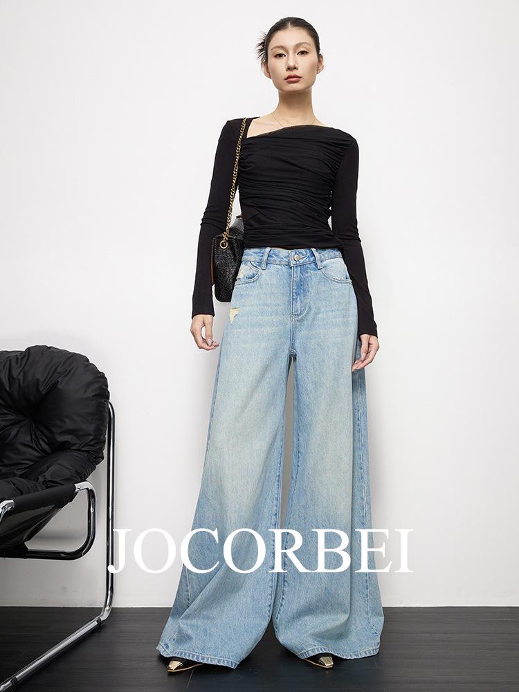 JOCORBEI Свободные джинсы в пол, легкие, широкие, для женщин