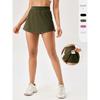 High Waisted Women'S Yoga Fitness Tennis With Lining Anti Glare Running Quick Drying Short Skirt Pants