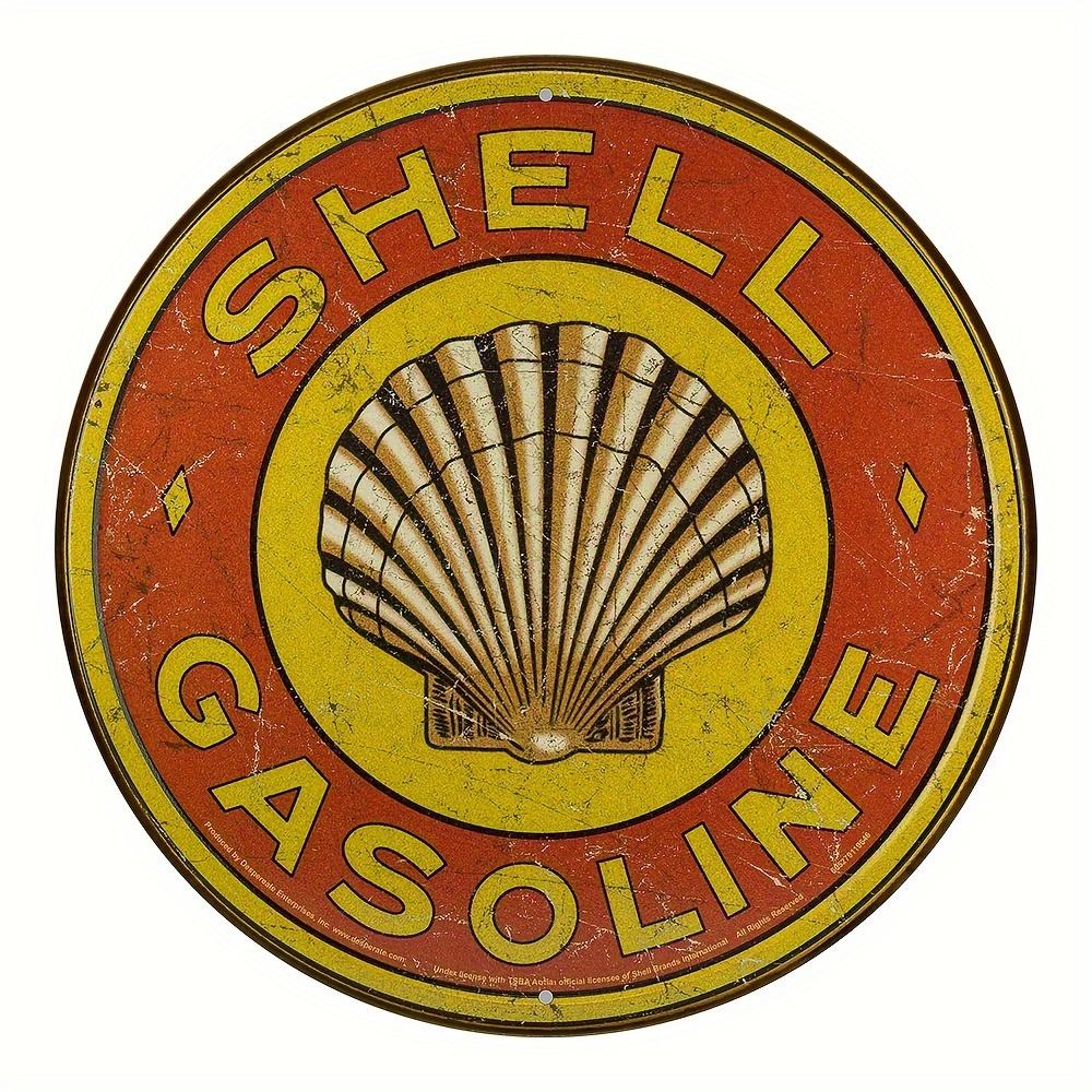 Металлический винтажный знак Shell Gasoline, настенное искусство из алюминия размером 7,87x7,87 дюйма, круглая табличка в деревенском стиле с УФ-печатью, декор для внутреннего и наружного применения