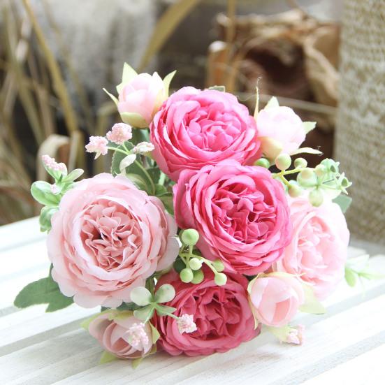 Искусственный цветок пиона 5 вилок реалистичный искусственный шелковый цветок для дома, офиса, свадьбы, вечеринки, помещения, улицы, искусственный цветок, цветущие растения, украшение