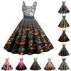 Women's Fashion Halloween Print Sexy Off Shoulder Vintage Dress