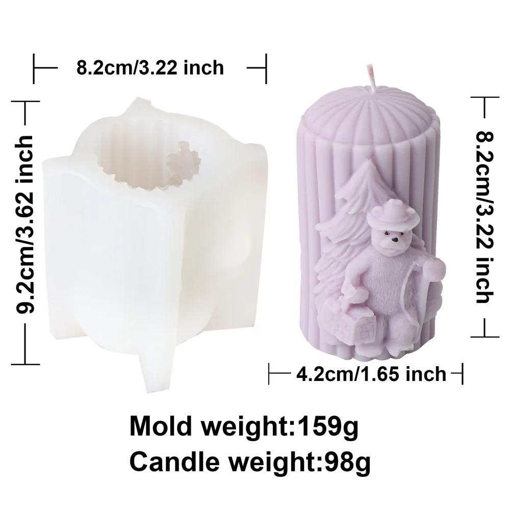 DIY Santa Claus Reindeer Cylindrical Candle Silicone Mold Hat Bear Christmas Tree Relief Cylindrical Candle Mold Christmas Gift