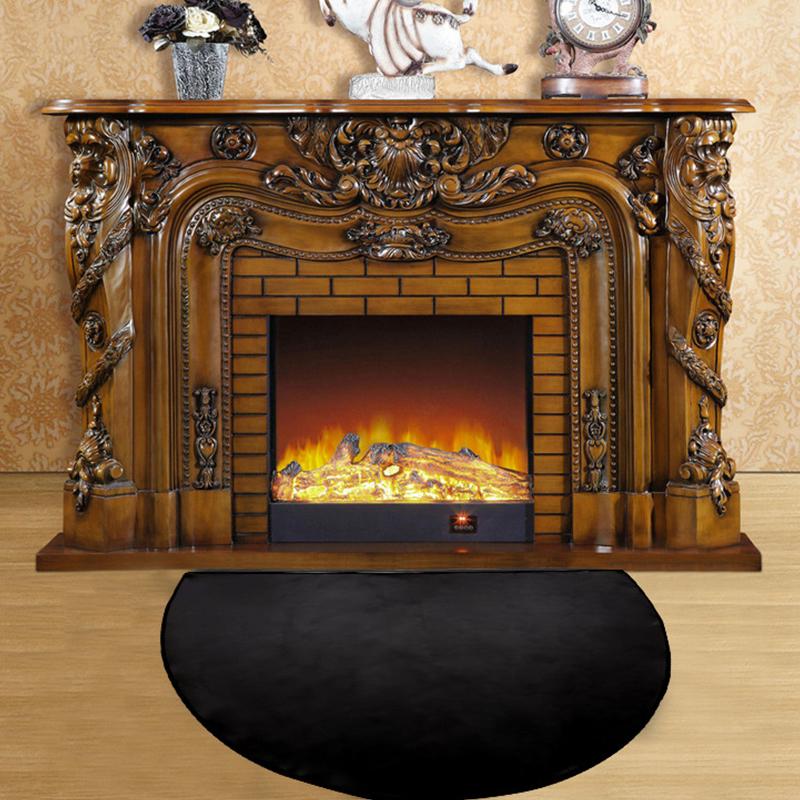 Fireproof Hearth Rugs Fireplace Rug Half Round Floor Rug 2-Layer Fiberglass Non-slip Fireproof Mat Stove Indoor Outdoor