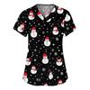 Women's Fashion V-neck Short Sleeve Workwear With Pockets Christmas Printed Tops