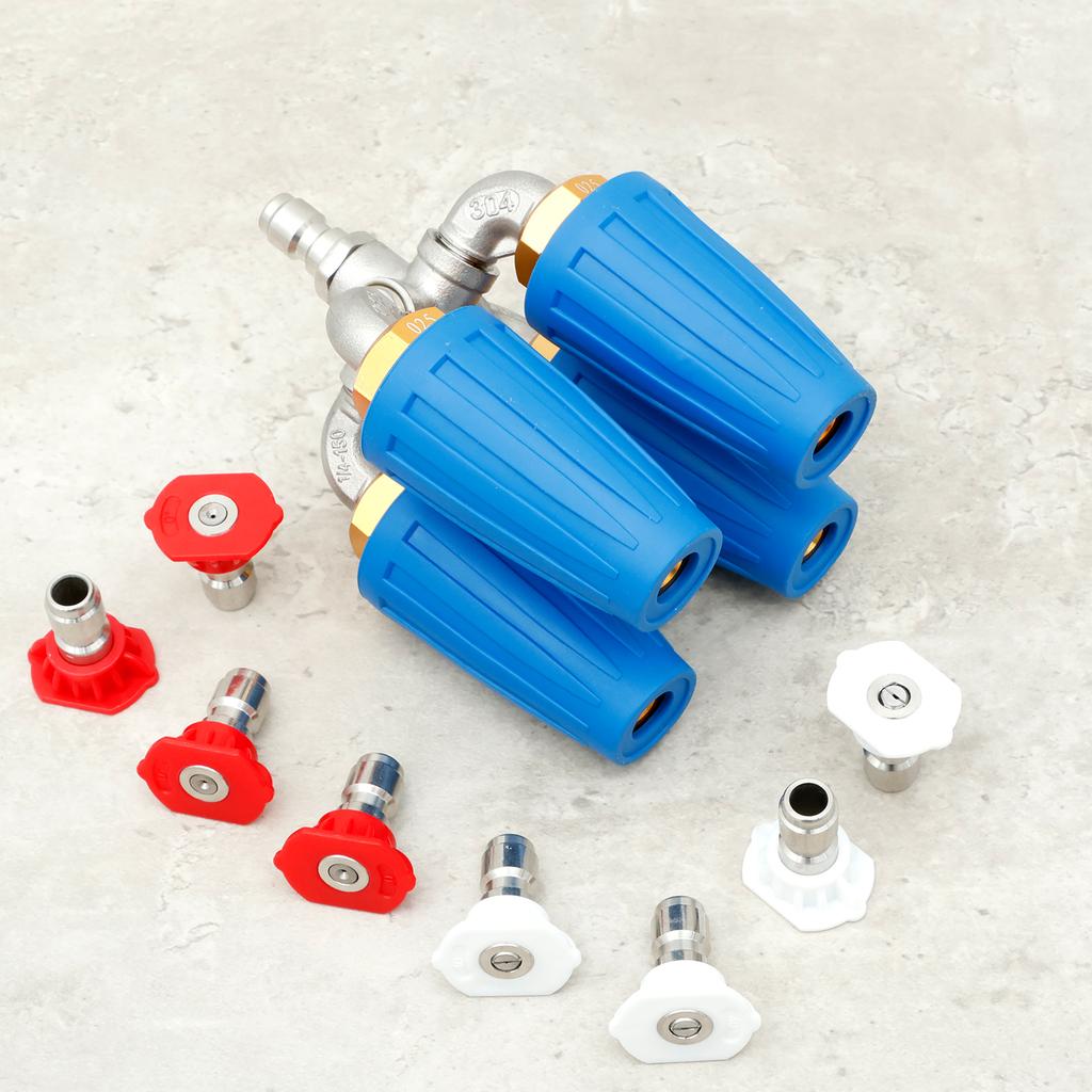 Насадка турбо 4-в-1 для мойки высокого давления, отверстие 2.0, четверная турбонасадка, вращающаяся на 360°, быстроразъемное соединение 1/4", наконечник 4000 PSI, турбо