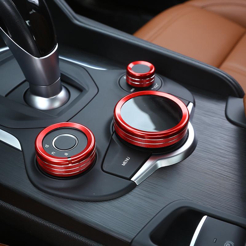 Для Alfa Romeo Giulia Stelvio 2017-автомобильная центральная консоль, мультимедийная ручка, кольцо переключателя, декоративная крышка, отделка интерьера