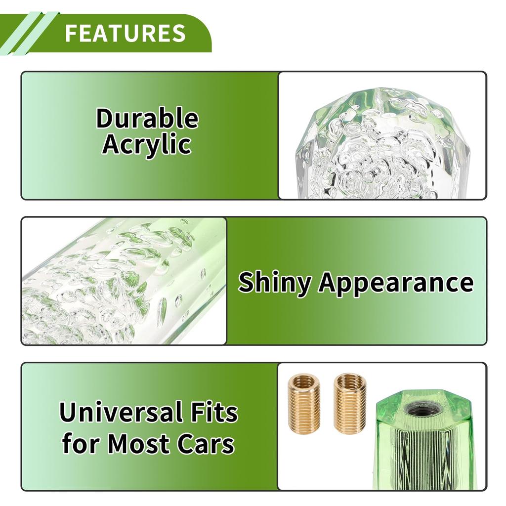 HOPESPANNER Алмазный двухцветный хрустальный набалдашник рычага переключения передач Акриловый набалдашник рычага переключения передач 2 адаптера для автоматических и механических транспортных средств Whi