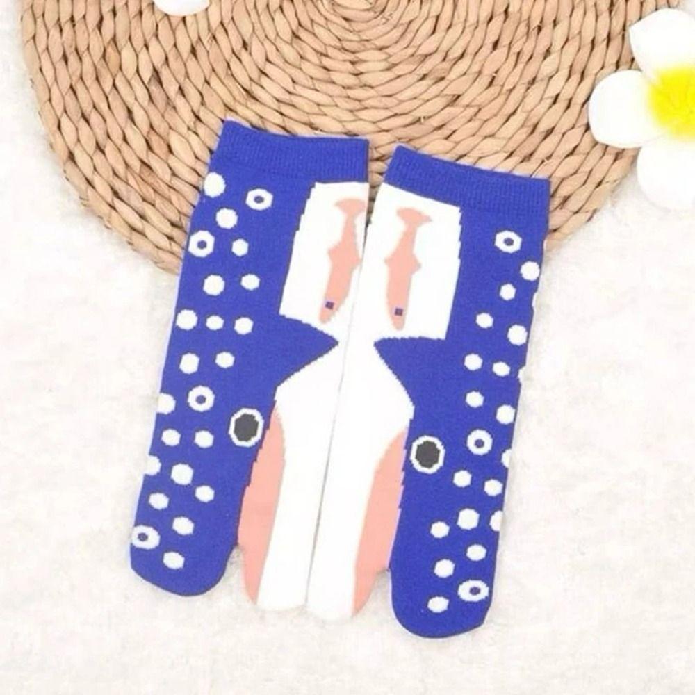 Носки с раздельными пальцами «Кит», носки до середины икры с глубоководными животными, удобные забавные носки-трубы с рыбами, подарок