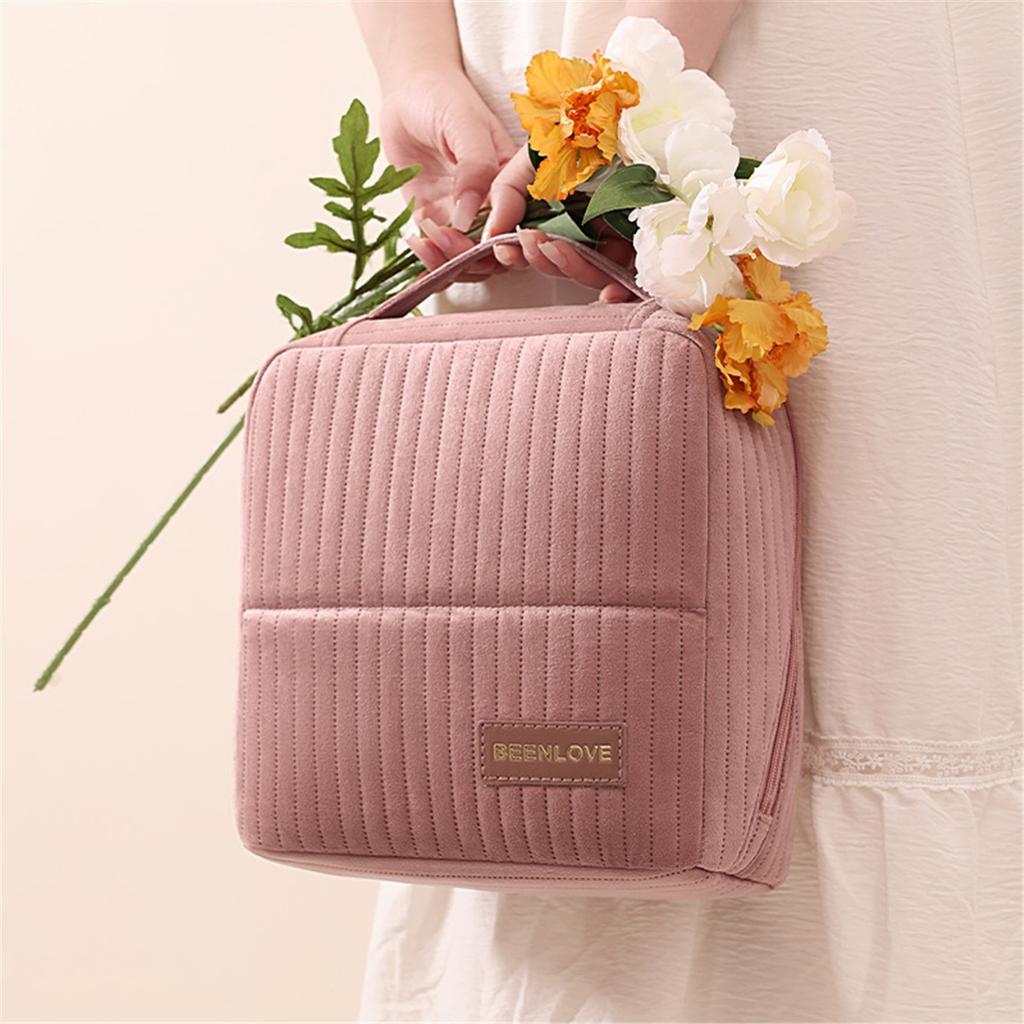 Standing-style Makeup Box, Large-capacity Portable Cosmetics Storage Box, Travel Makeup Bag, Ladies' Portable Cosmetics Box With Handle