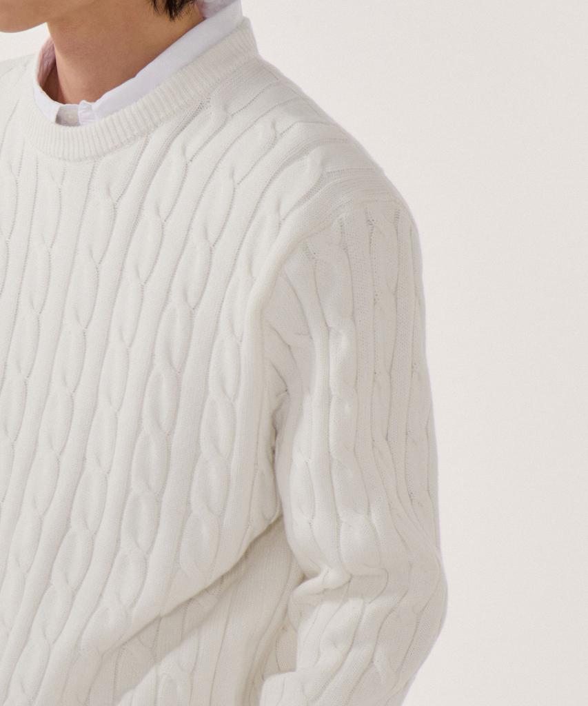 MUSINSA STANDARD Cotton Cable Crew Neck Knit [Ivory]