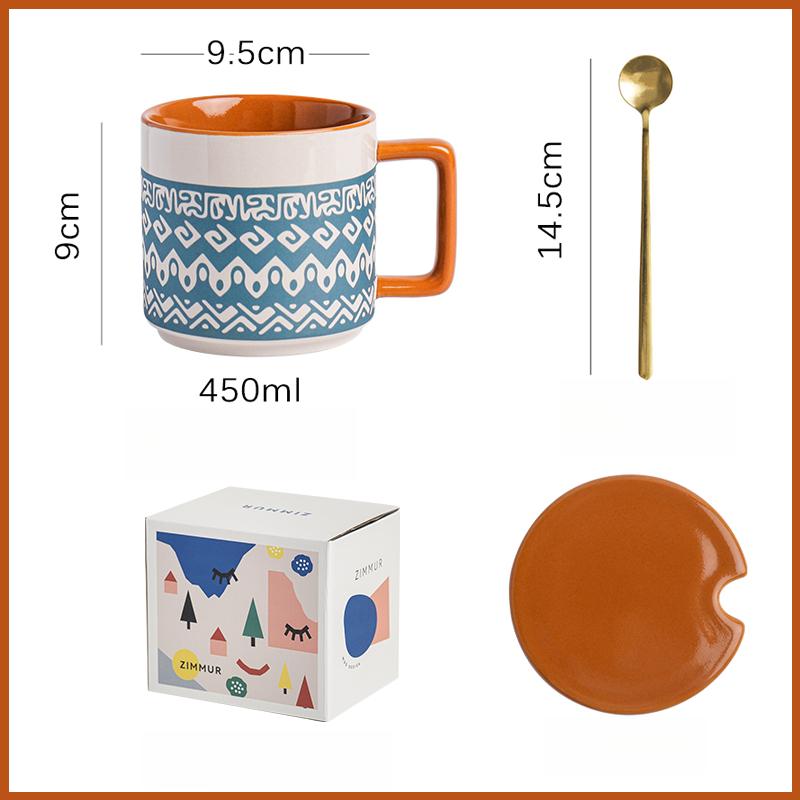 Офисная керамическая кружка для питья Женская Новинка 2025 Домашние кофейные кружки Чашка для завтрака с крышкой и ложкой Кружка