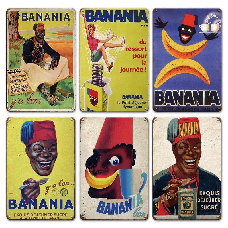 France BANANIA Metal Sign Wall Poser Funny Tin Painting Plaque Retro Vintage Decorative Iron Painting PUB Room Hotel Decor