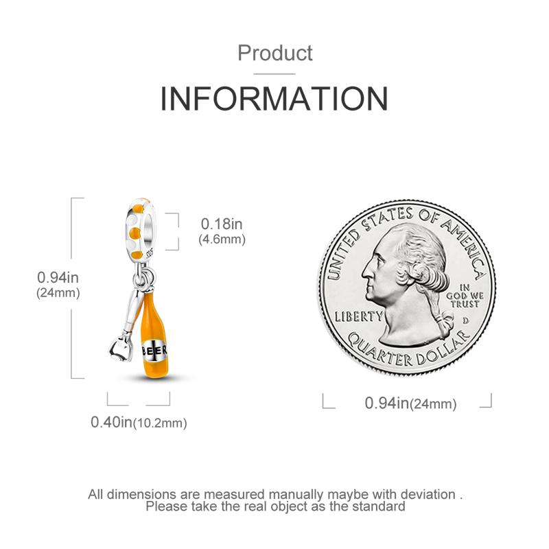 Charms Copper Orange Beer And Bottle Opener Pendants Fit Charms Plata Original Bracelet Beads Women Jewellery Making Diy