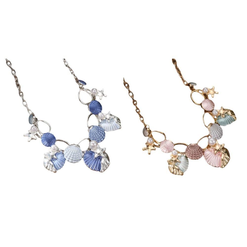 Zinc Zinc Zinc Alloy Shell Pendant Necklace Starfish Choker Necklace Sweet Clavicle Chain Women Gifts