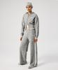 Two-Tone Sweater Semi-Wide Pants Women Grey