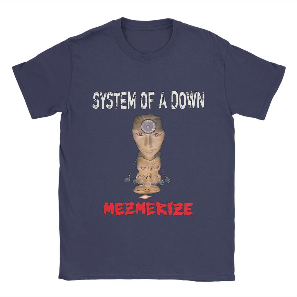 System of a Down Футболки для мужчин Музыка Винтаж Чистый хлопок Футболки Круглый вырез Короткий рукав Футболка Одежда больших размеров