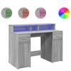 VidaXL Bureau et lumières LED sonoma gris 120x55x91cm bois ingénierie, bureau de travail, bureau d'étude, bureau à domicile, 3309416
