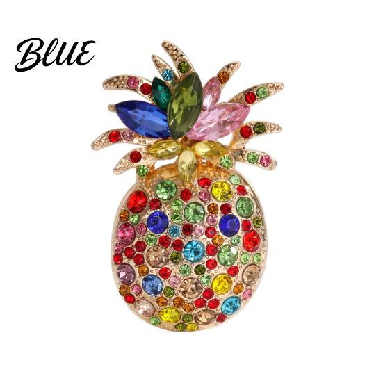 Tropical Fruit Pin Women Brooch Dazzling Rhinestones Inlaid 3D Pineapple