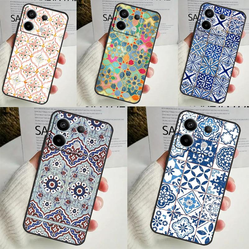 Moroccan Pattern Case for Xiaomi Redmi Note 13 12 10 8 9 11 Pro 12S 10S 11S Redmi 13C 10A 10C 9C 12C Cover