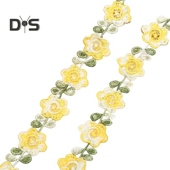 Цветочная кружевная отделка лента яркий цвет широко используется DIY ремесла вышитые крючком кружева отделка ткани украшения для шитья