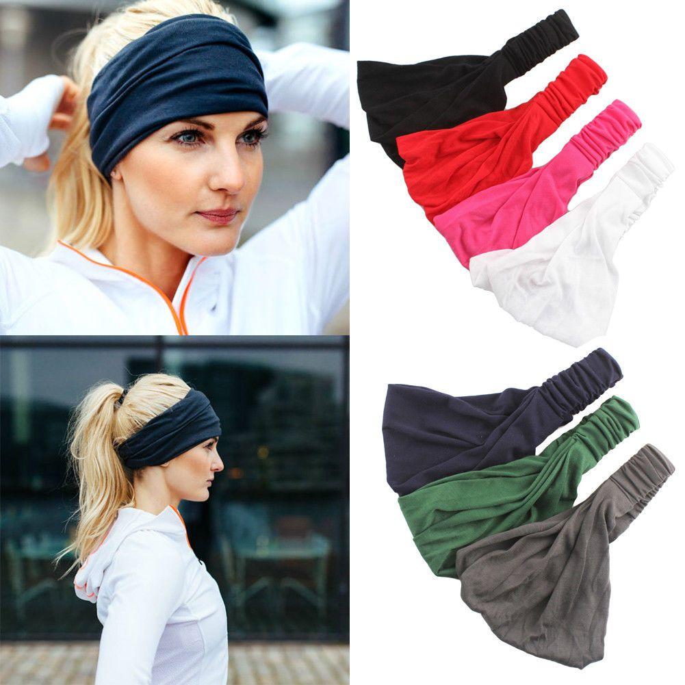 Running Solid    Bandanas  Turban  Sport  Wide Hairband Head Wrap Yoga  Elastic Headband