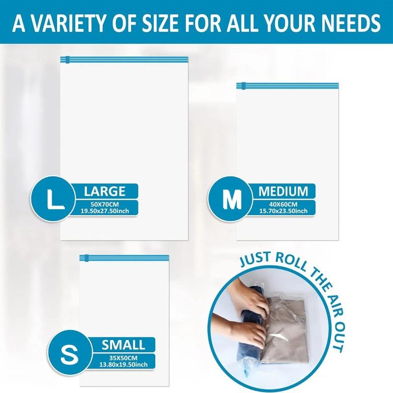 Сворачивающиеся компрессионные мешки Многоразовые вакуумные мешки для хранения для органайзера для путешествий Экономия места в чемодане Насос не требуется