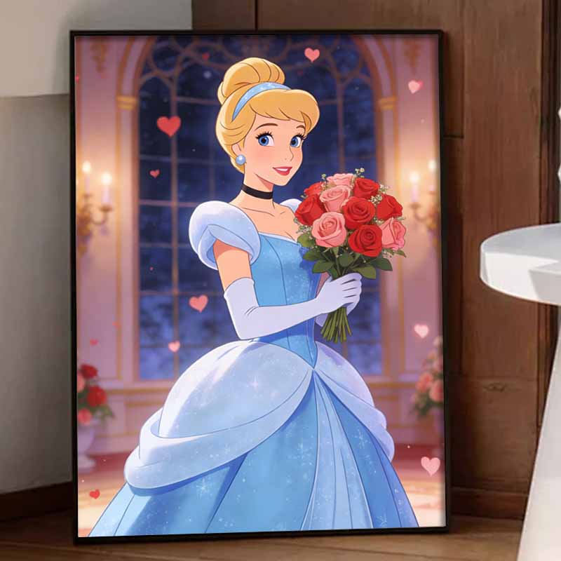 Disney Diamond Art Painting Kit 5D Cinderella Diamond Painting Dot Art Kit Home Wall Decor