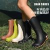 Водная обувь Японские полусапоги дождевая обувь женская мода верхняя одежда резиновые сапоги нескользящие, водонепроницаемые и износостойкие цельнолитые резиновые сапоги