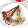 100Pcs Disposable Bamboo Sticks Wooden Knotted with Twisted Ends Skewers Fruit Cocktail Picks BBQ Snacks Club Sandwiches