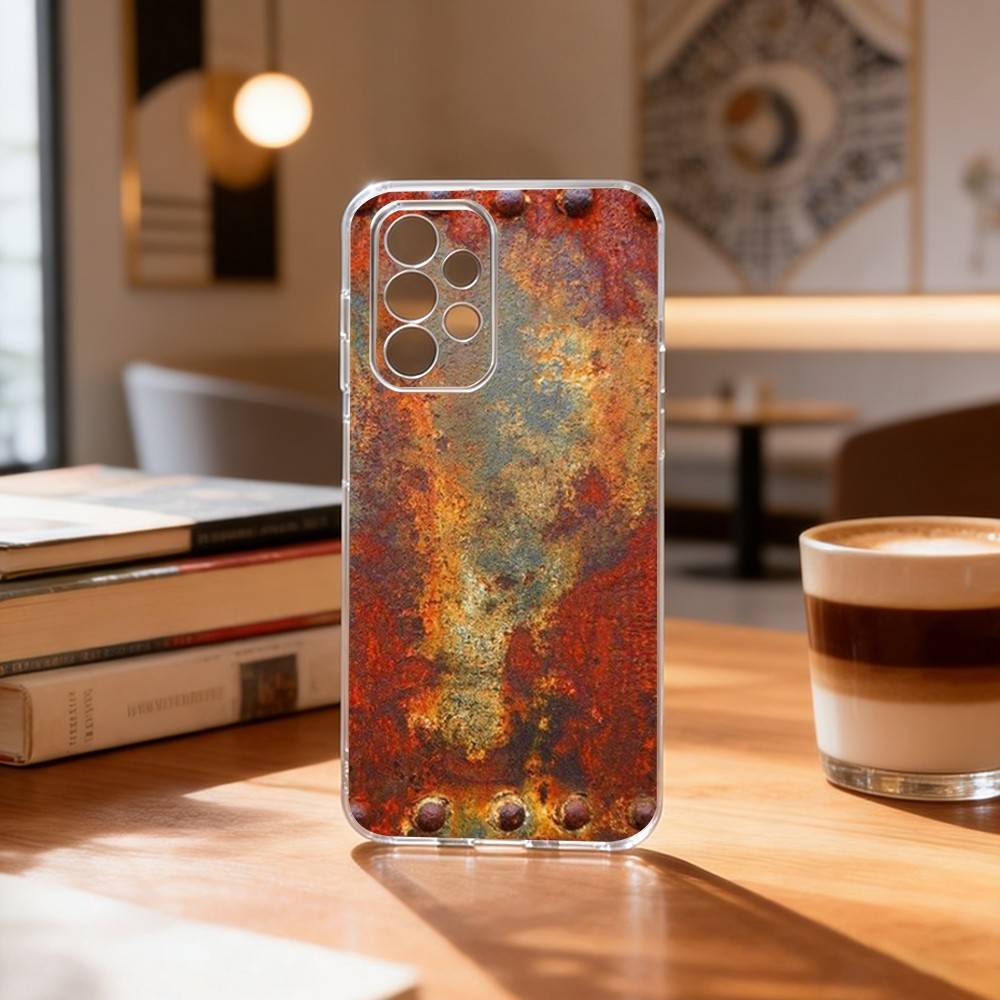 Ретро-чехол в индустриальном стиле с эффектом ржавчины для Samsung S25, S24, S21, S22, S23, S30, Ultra, S20, Plus, Fe Прозрачная крышка
